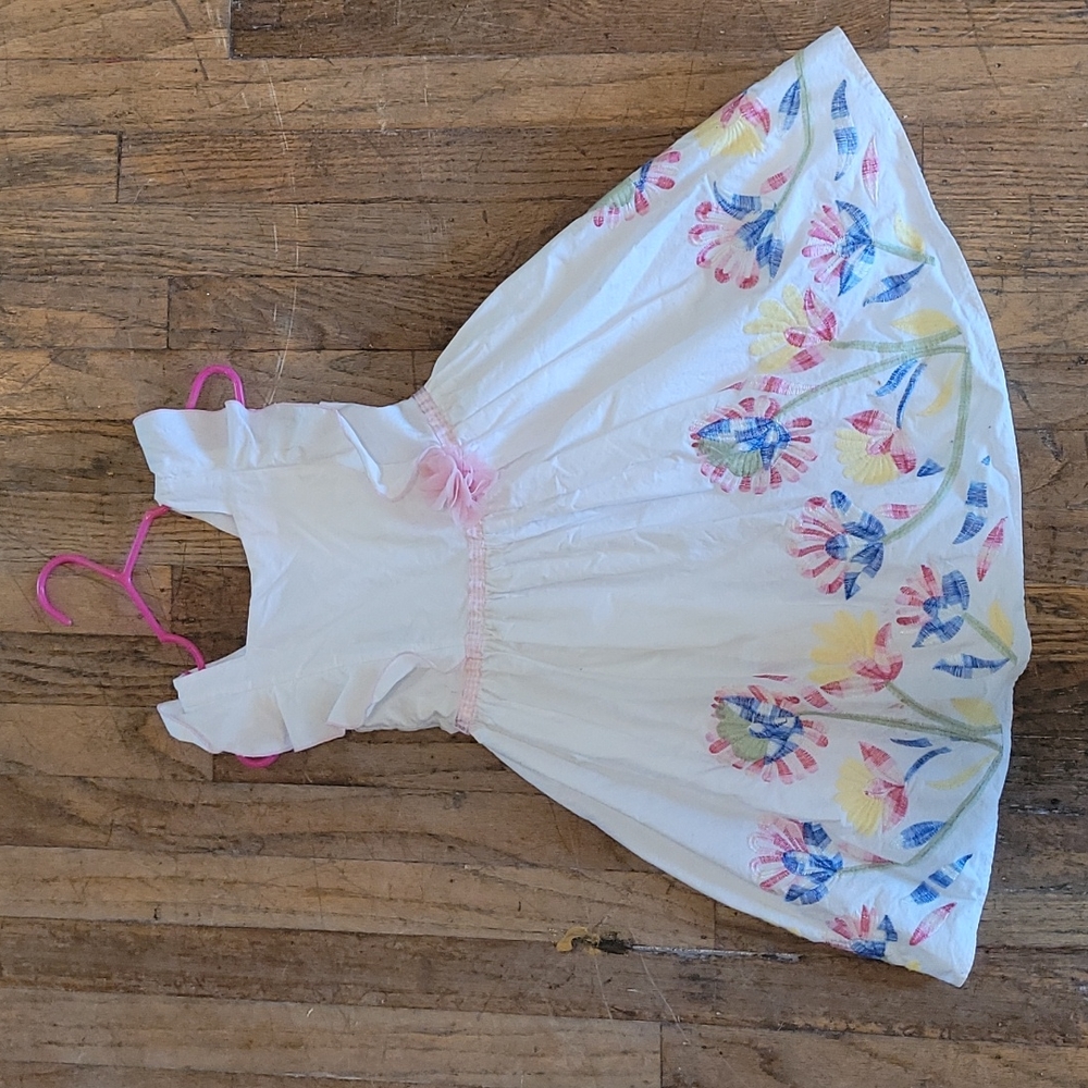 Summer dress with embroidered floral detail/ kids size 4